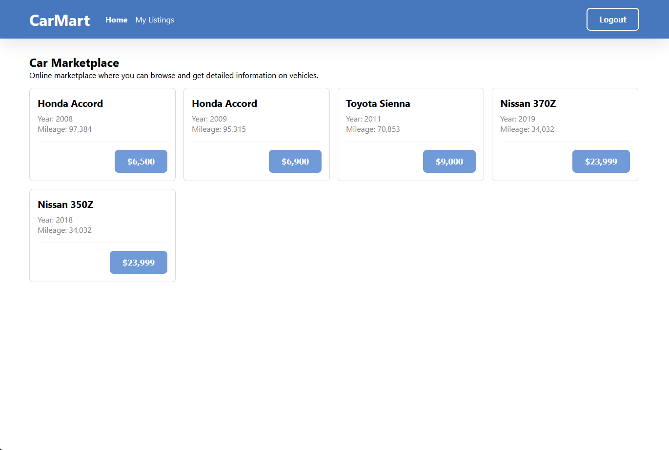 CRUD Car Marketplace Demo/API