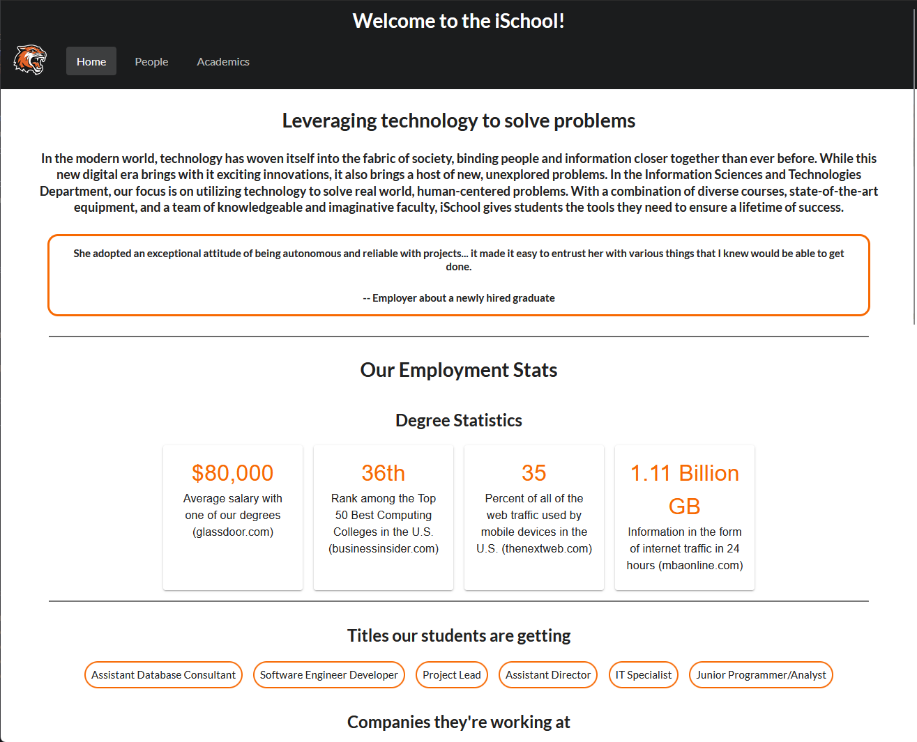 iSchool at RIT Info Site (React.js)