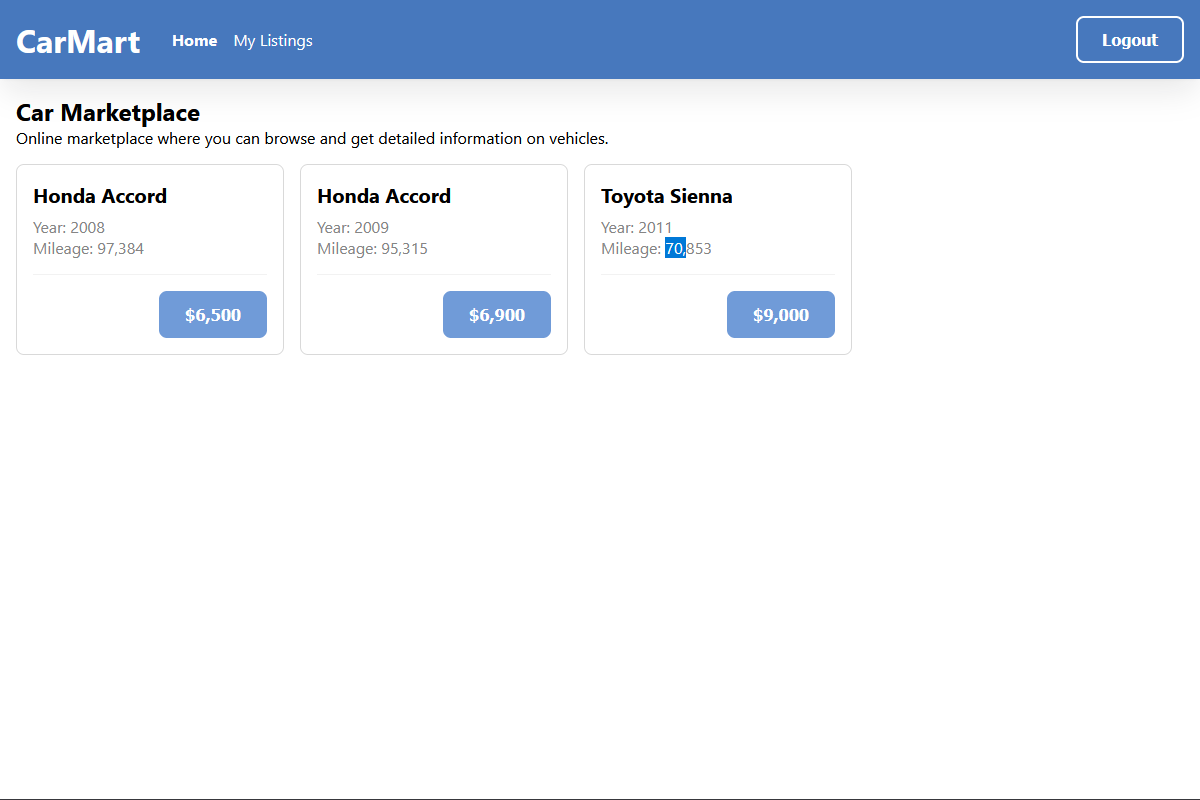 CRUD Car Marketplace Demo/API